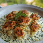 Herbed Chicken Alfredo with Truffle Feta Cream & Crispy Parmesan Leeks