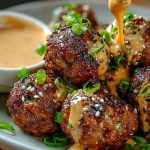 Korean BBQ Meatballs with Spicy Mayo Dip