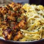 Lemon Garlic Butter Chicken Bites with Savory Parmesan Linguine