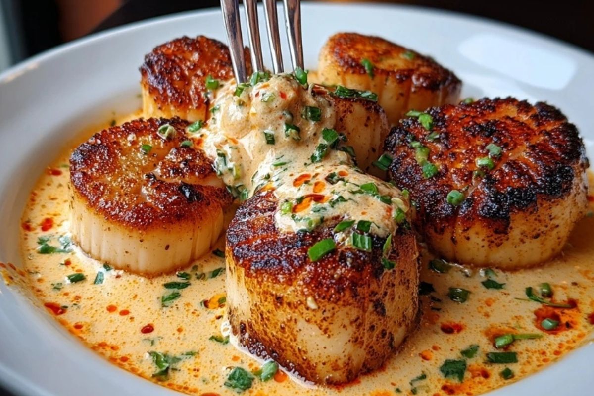 Seared Scallops with Spicy Cajun Cream Sauce
