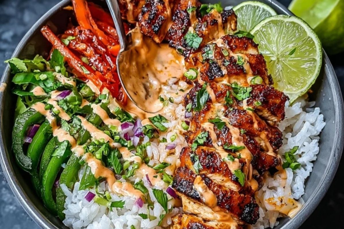 Sweet Chili Chicken Bowl with Coconut Lime Drizzle