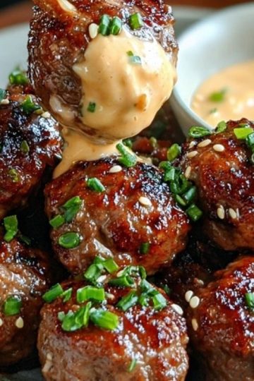 The Best Korean BBQ Meatballs with Spicy Mayo Dip