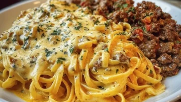 Cajun Beef Linguine in Creamy Velveeta Parmesan Garlic Sauce 1