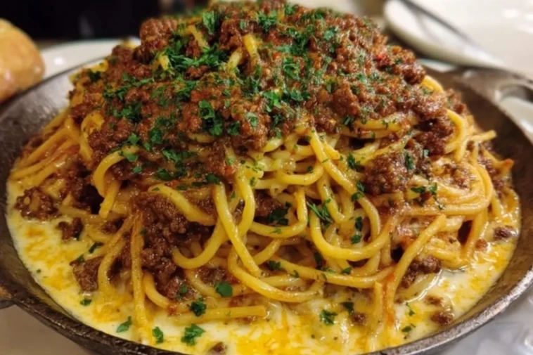 Cajun Beef Spaghetti in Creamy Three-Cheese Parmesan Sauce 1