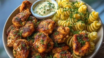 Cajun Chicken Bites with Creamy Garlic Herb Alfredo Twists 1