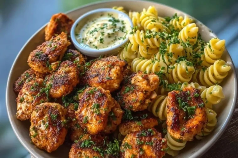 Cajun Chicken Bites with Creamy Garlic Herb Alfredo Twists 1