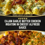 Cajun Garlic Butter Chicken Rigatoni in Cheesy Alfredo Sauce Pin