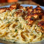 Cheesy Alfredo Linguine with Golden Garlic Butter Chicken in Creamy Sauce 1