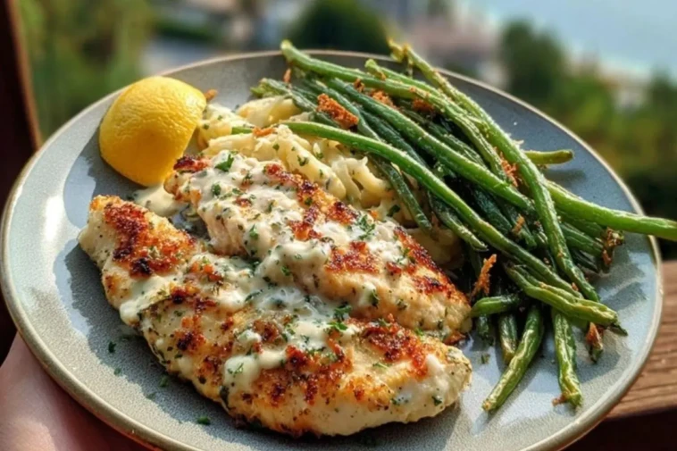 Coconut-Lemon Chicken Alfredo with Chili Feta Cream & Crispy Parmesan Green Beans 1