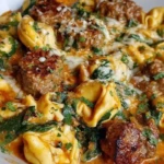 Creamy Garlic Butter Beef Tortellini with Italian Sausage & Spinach 1
