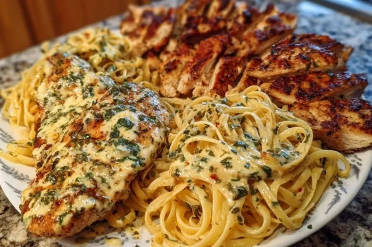 Creamy Garlic Parmesan Chicken with Cheesy Linguine 1