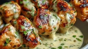 Creamy Garlic Sauce with Grilled Chicken Bites 1