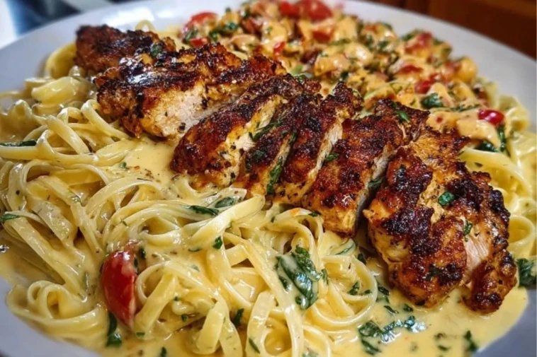 Creamy Mozzarella Chicken Linguine in Garlic Cajun Butter 1