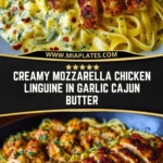 Creamy Mozzarella Chicken Linguine in Garlic Cajun Butter Pin