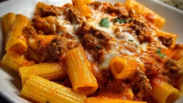 Creamy Velveeta Rigatoni with Italian Beef Marinara 1