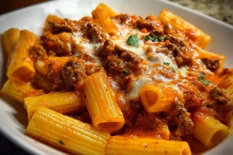 Creamy Velveeta Rigatoni with Italian Beef Marinara 1