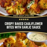 Crispy Baked Cauliflower Bites with Garlic Sauce Pin