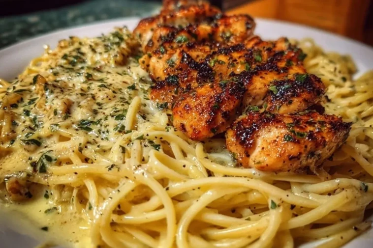Garlic Butter Chicken with Velvety Parmesan Linguine