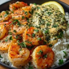 Garlic Butter Shrimp Bowl Recipe with Creamy Herb Rice