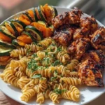 Garlic Chili Oil Chicken Bites & Cajun Alfredo with Charred Zucchini Twists 1