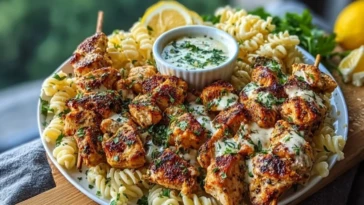 Lemon Cajun Chicken Bites with Creamy Garlic Herb Alfredo Twists 1