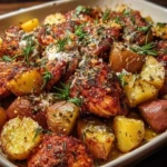 Oven-Roasted Cajun Chicken and Garlic Potatoes with Parmesan 1
