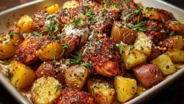 Oven-Roasted Cajun Chicken and Garlic Potatoes with Parmesan 1