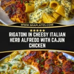 Rigatoni in Cheesy Italian Herb Alfredo with Cajun Chicken Pin