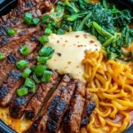 Spicy Korean Ramen with Grilled Beef & Creamy Sauce 1