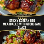 Sticky Korean BBQ Meatballs with Gochujang Glaze Pin
