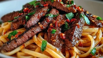 Sweet and Spicy Garlic Steak Pasta 1