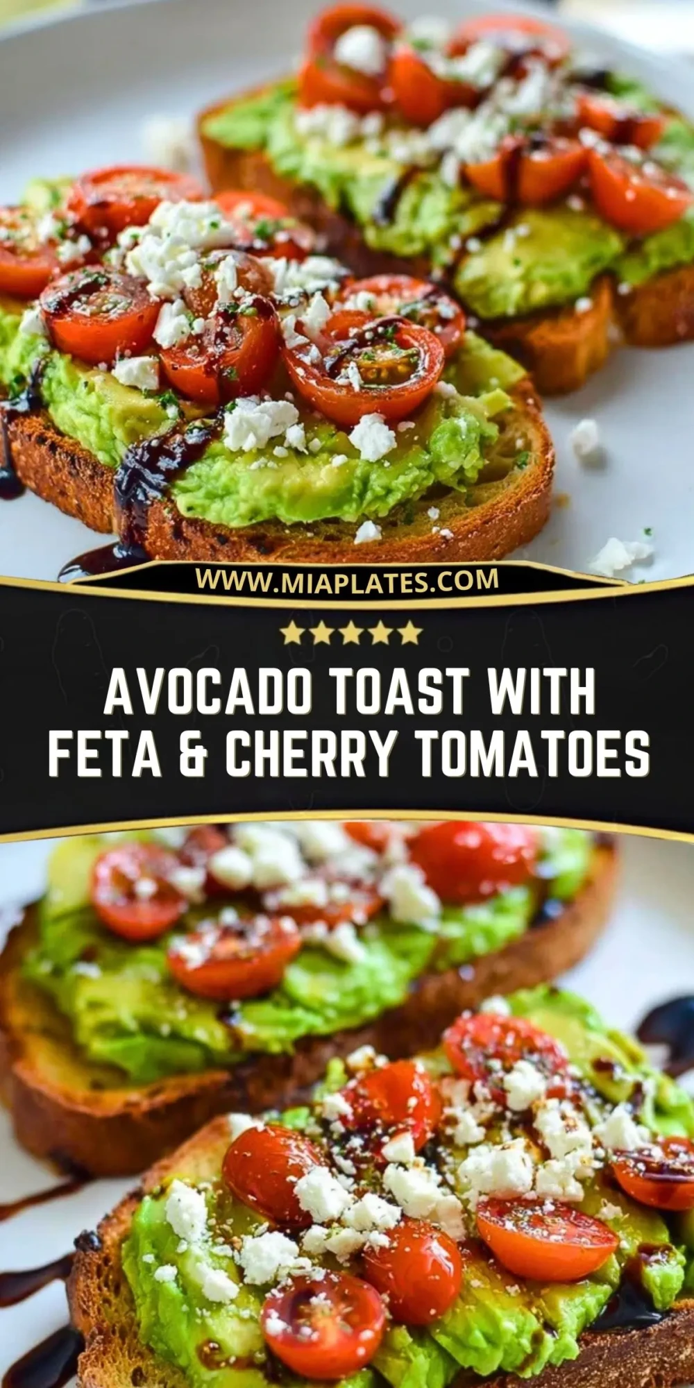 Avocado Toast with Feta & Cherry Tomatoes Pin 1