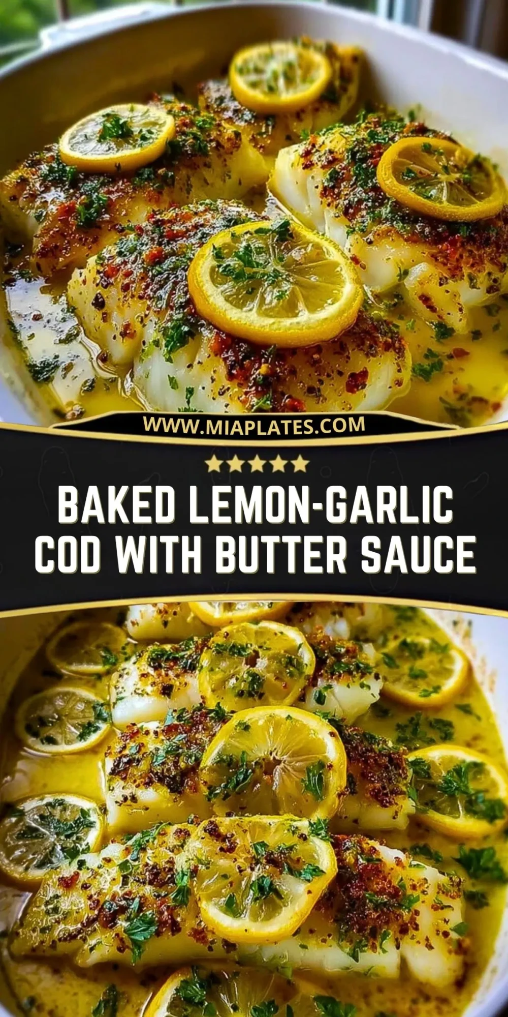 Baked Lemon-Garlic Cod with Butter Sauce Pin 1