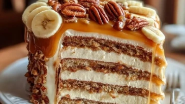 Banana Pecan Caramel Layer Cake 1