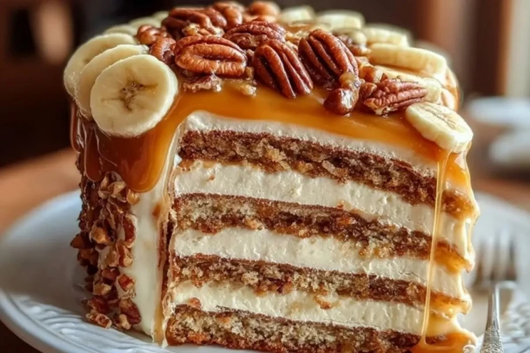 Banana Pecan Caramel Layer Cake 1