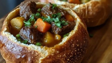 Beef Stew in Bread Bowls