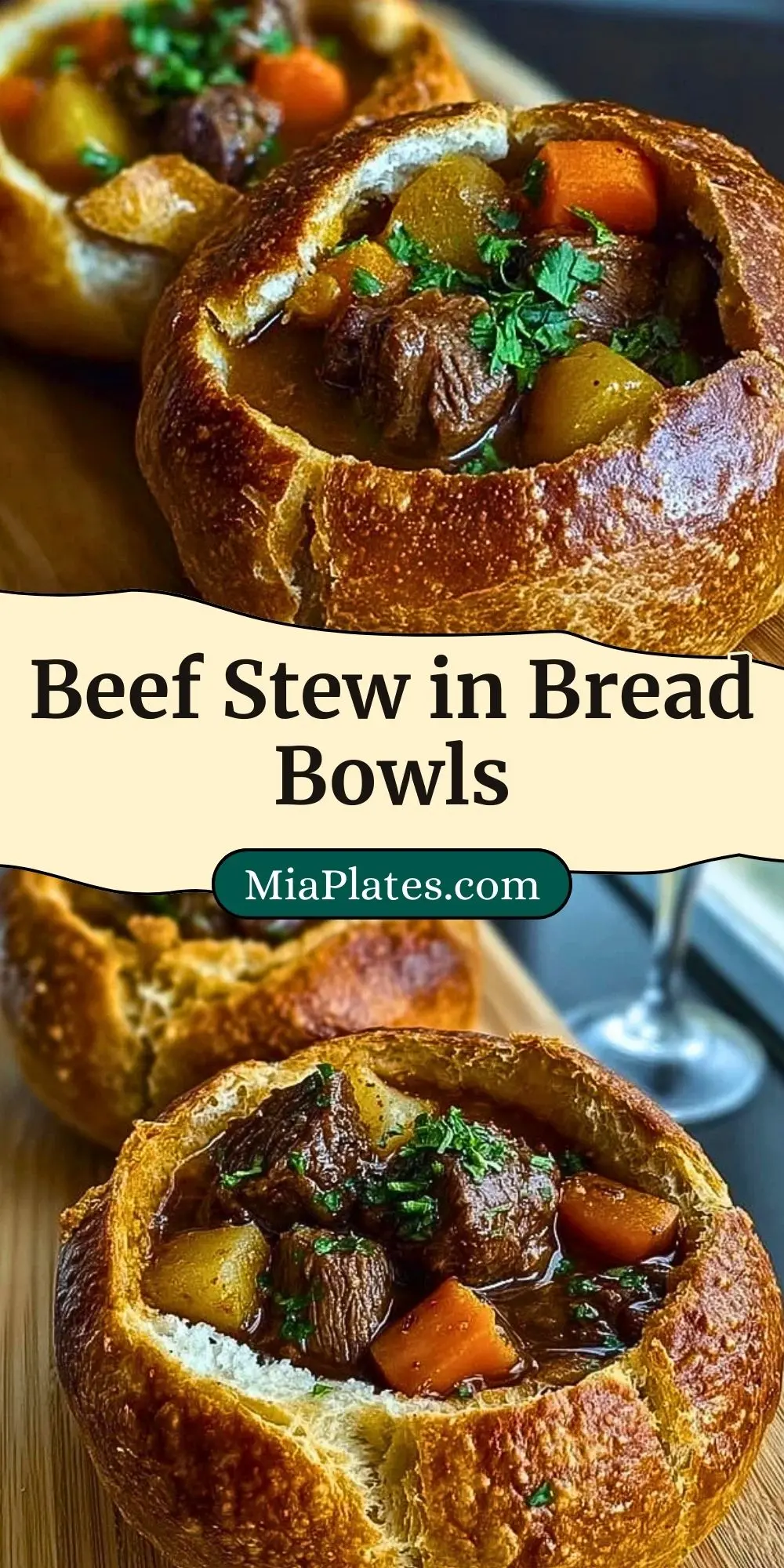 Beef Stew in Bread Bowls Pin 2