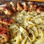 Cheesy Alfredo Linguine with Golden Garlic Butter Chicken in Creamy Sauce 1