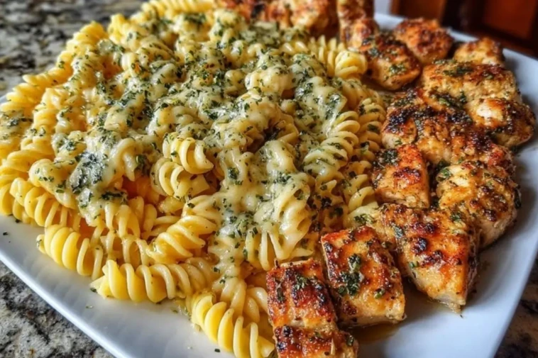 Cheesy Rotini with Garlic Parmesan Chicken Easy Pasta Dinner 1