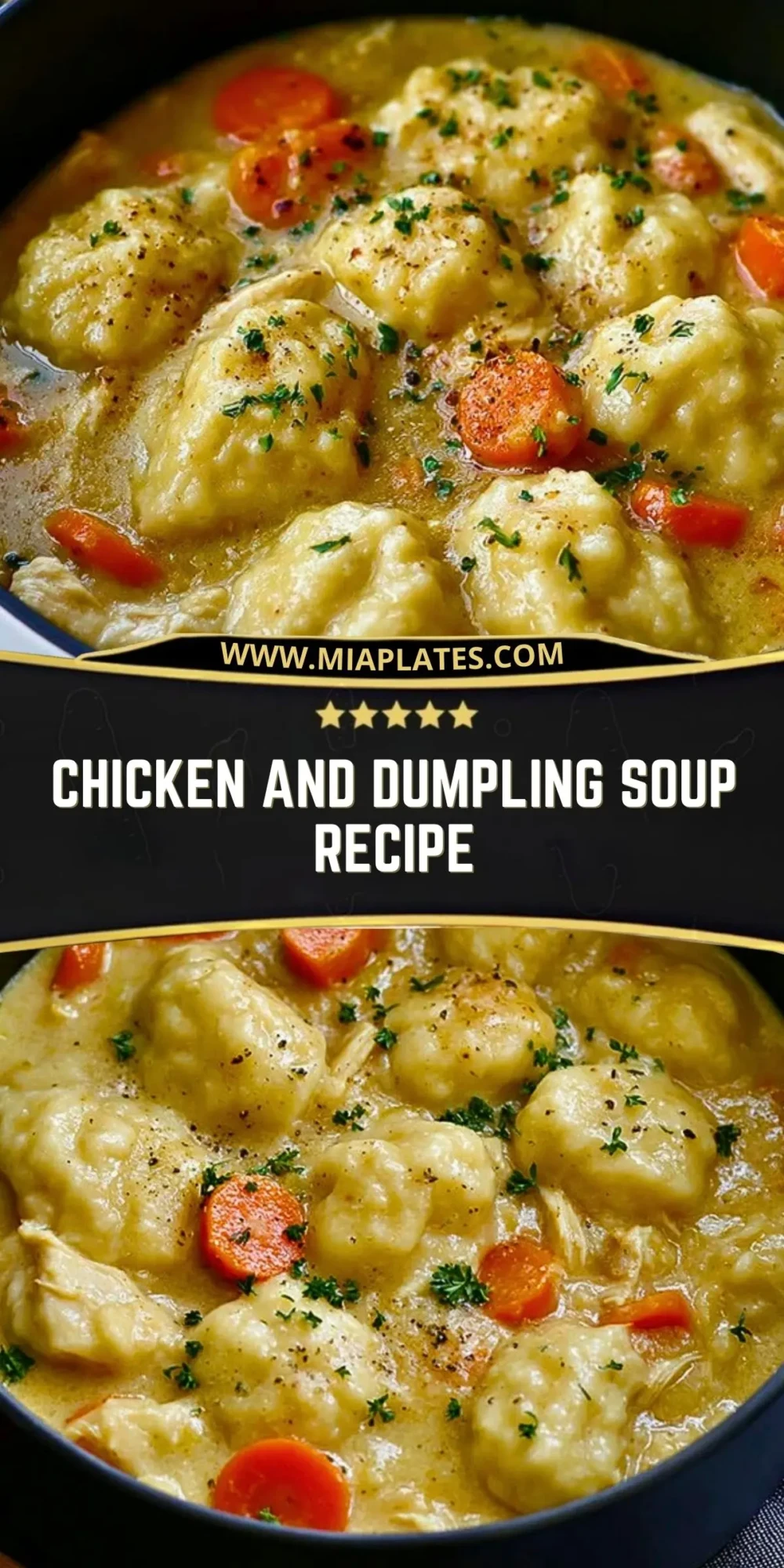 Chicken and Dumpling Soup Recipe Pin 1