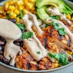 Chipotle Chicken Bowl with Black Beans, Corn, & Creamy Sauce 1