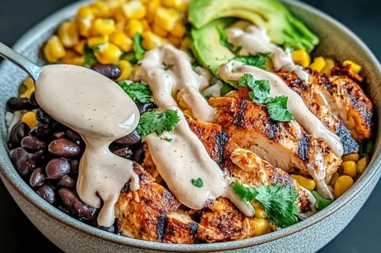 Chipotle Chicken Bowl with Black Beans, Corn, & Creamy Sauce 1