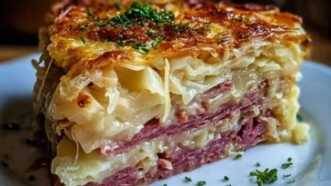 Classic Reuben Bake with Corned Beef, Sauerkraut & Swiss