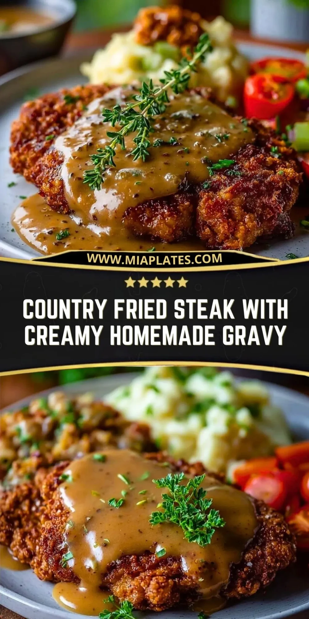 Country Fried Steak with Creamy Homemade Gravy Pin 1