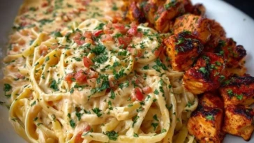 Creamy Cajun Chicken Linguine with Spicy Garlic Cheese Sauce 1