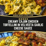 Creamy Cajun Chicken Tortellini in Velveeta Garlic Cheese Sauce Pin 1