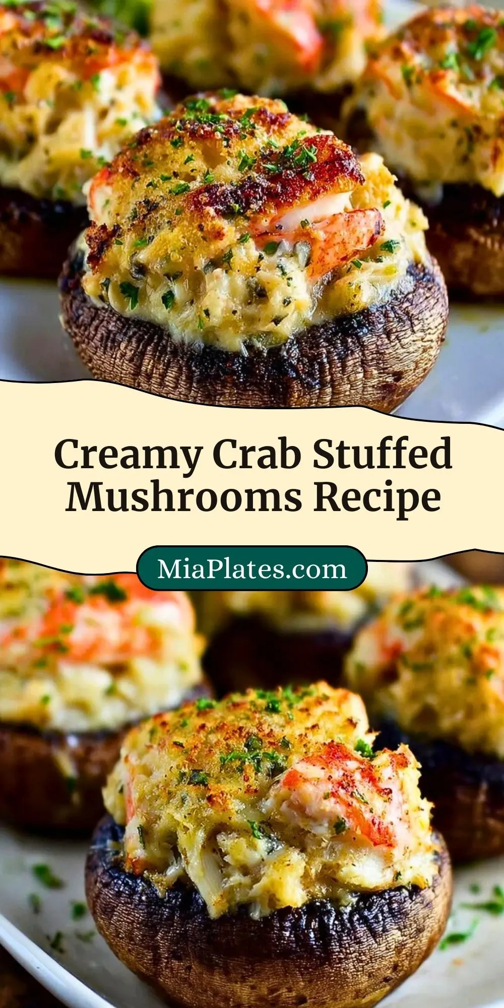 Creamy Crab Stuffed Mushrooms Recipe Pin 2