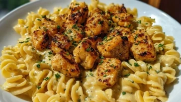 Creamy Jalapeño Garlic Chicken Bites with Twisted Cheddar Cajun Pasta 1