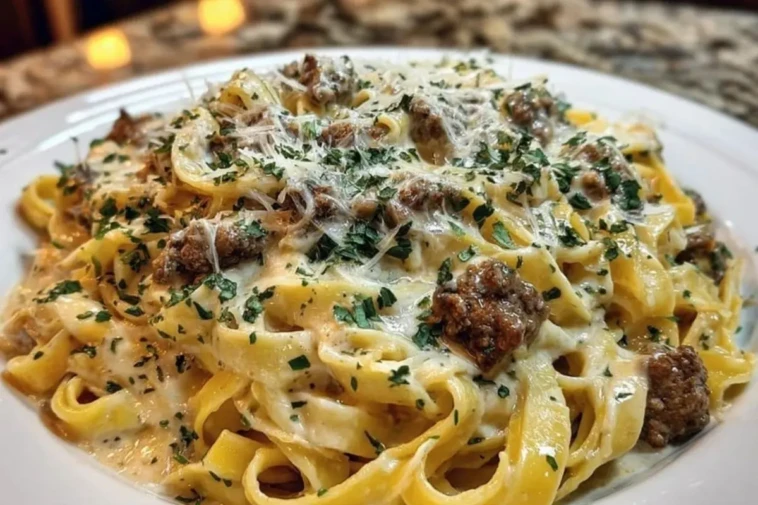 Creamy Parmesan Beef Fettuccine with Garlic Butter Sauce 1