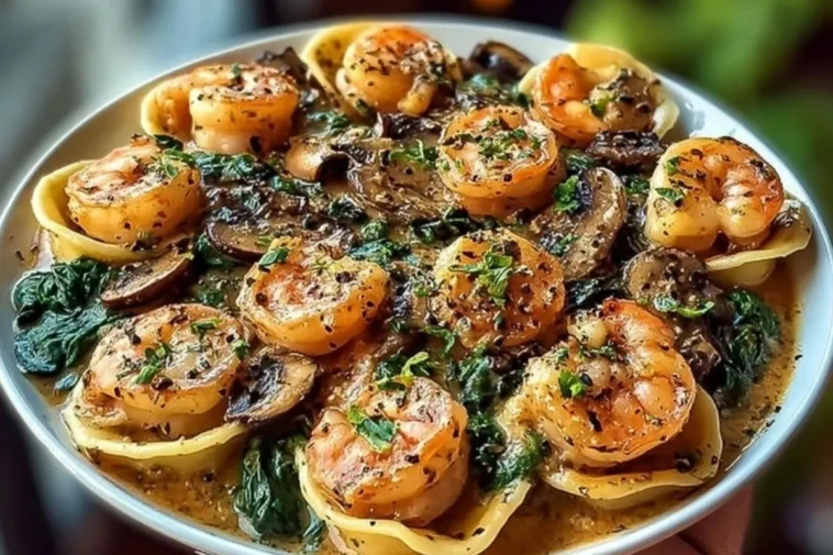 Creamy Spinach Mushroom Shrimp Shells